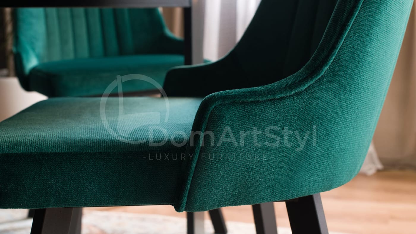 Krzeslo tapicerowane welurowe butelkowa zieleń