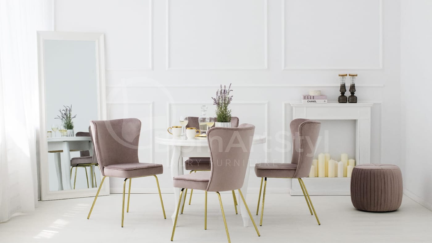 Grey velour modern dining chairs by Monti Ideal Gold
