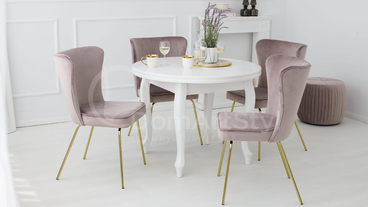 Monti Ideal Gold velour dining chairs in glamour style