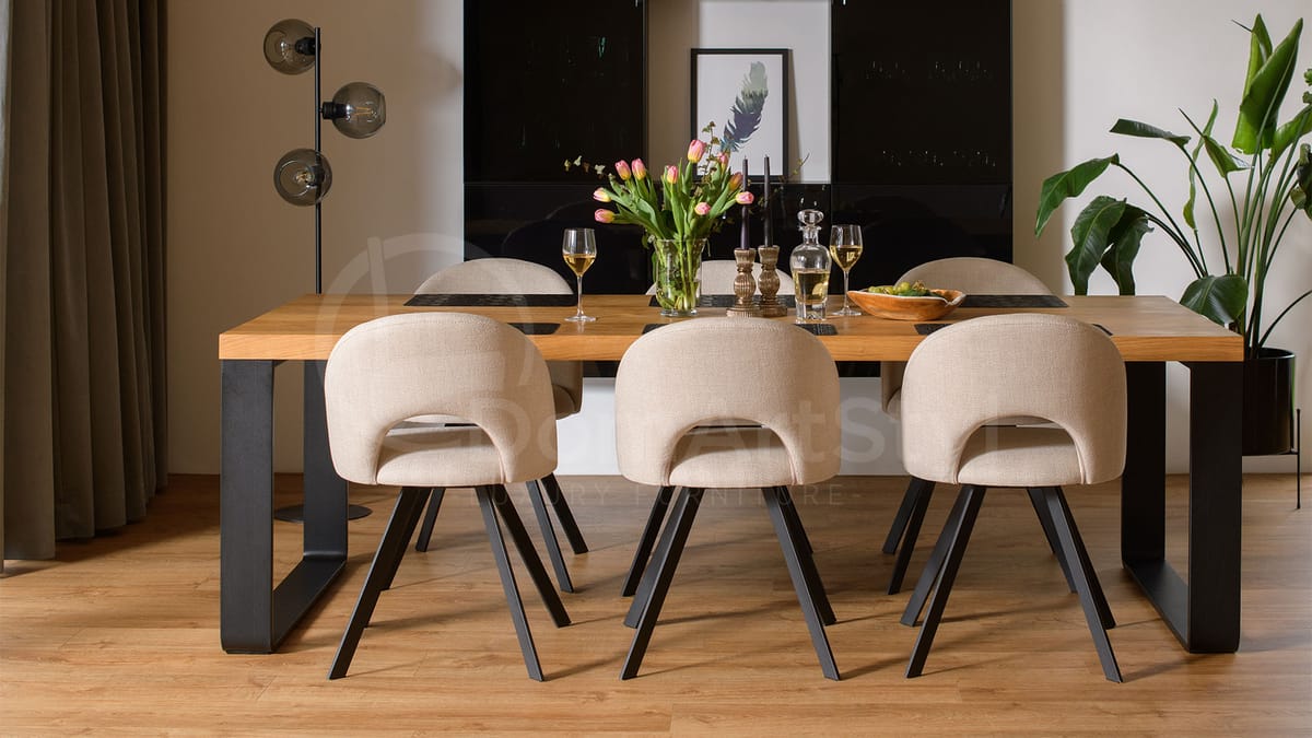 Loft style dining room arrangements with Abisso Loft upholstered chairs