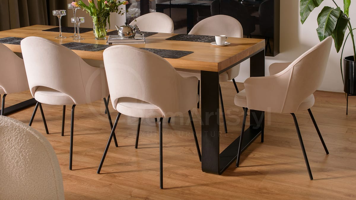 Loft Barro beige dining chairs by Ideal Black