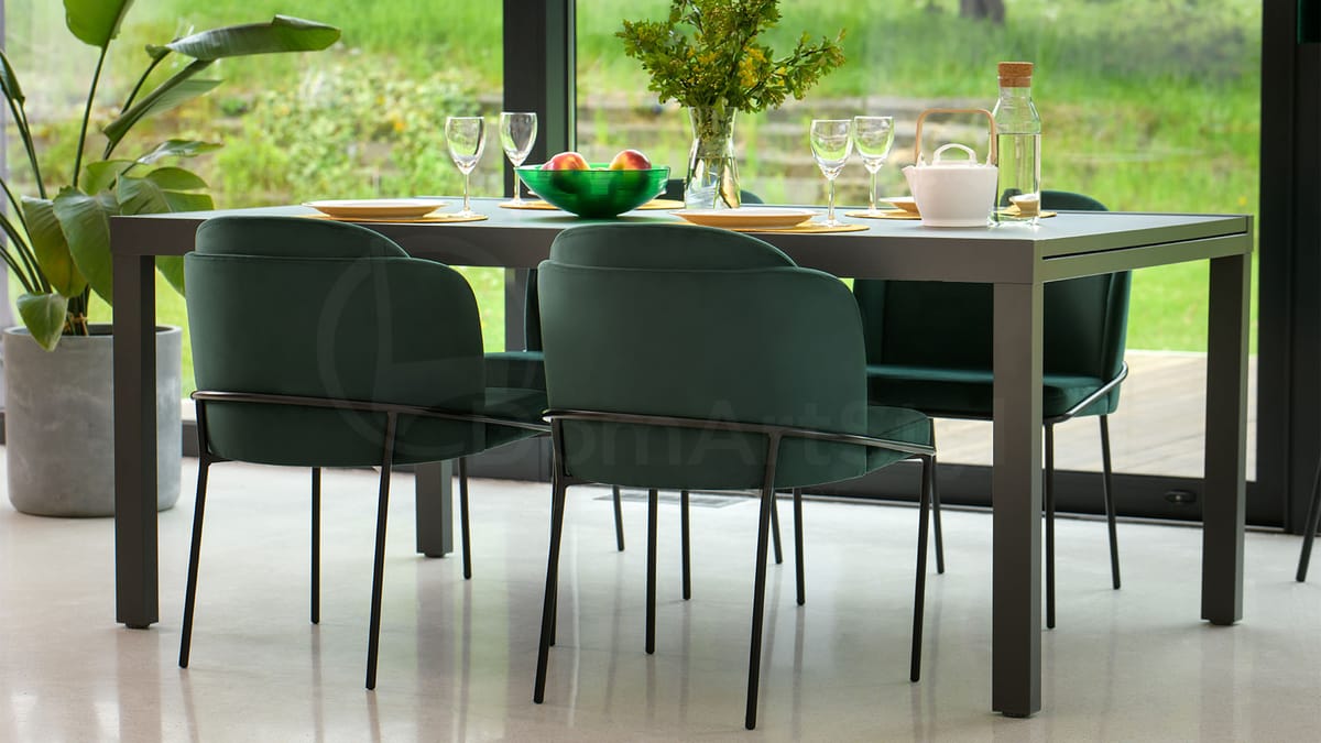Modern velour dining chairs in bottle green Polly New Black