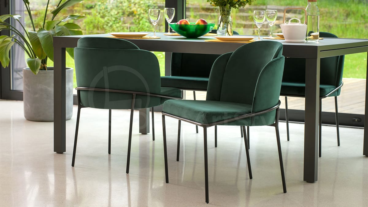 Polly New Black green metal dining chairs