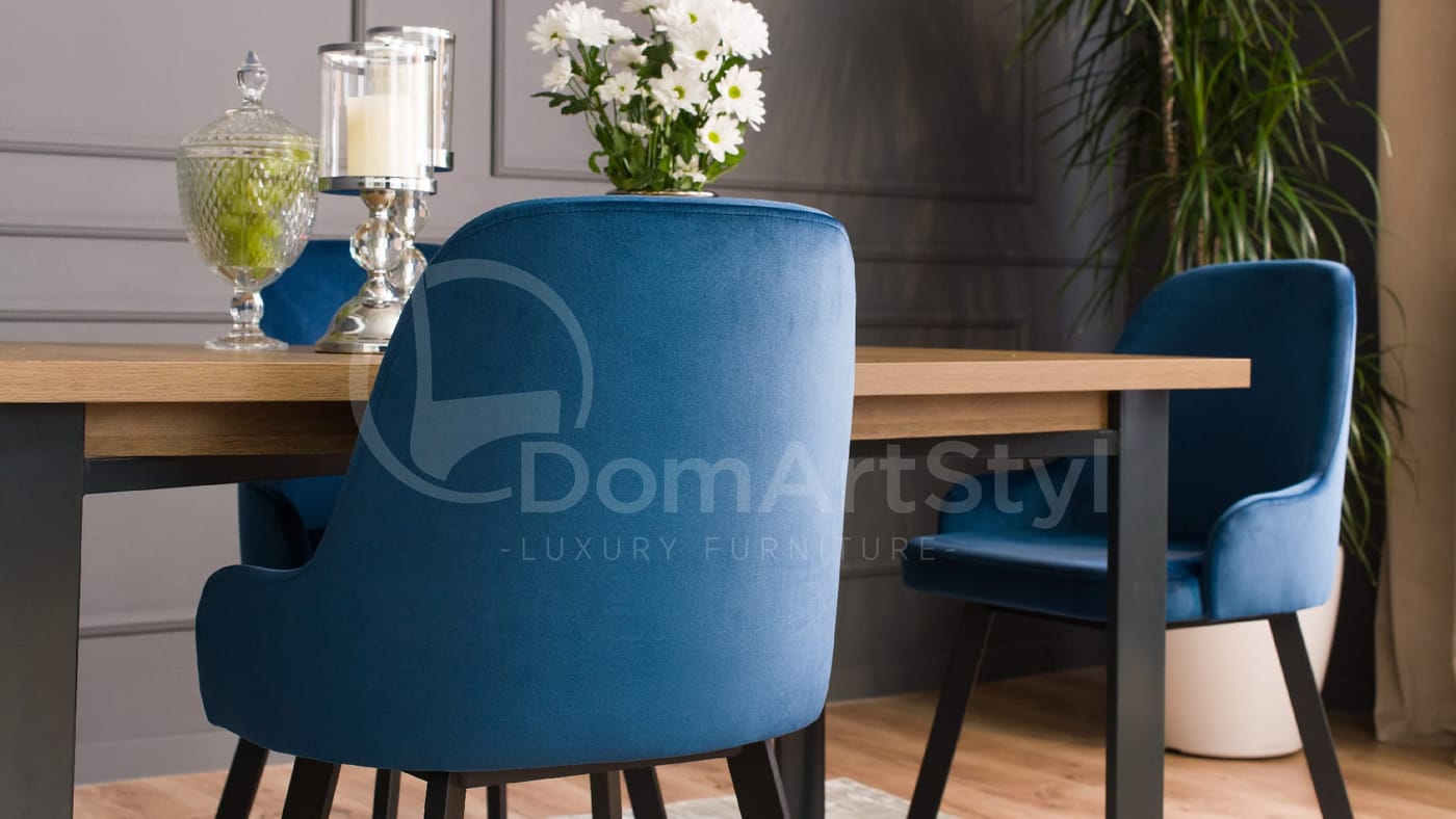 Niebieskie krzesla tapicerowane nowoczesne do jadalni Andy Spark