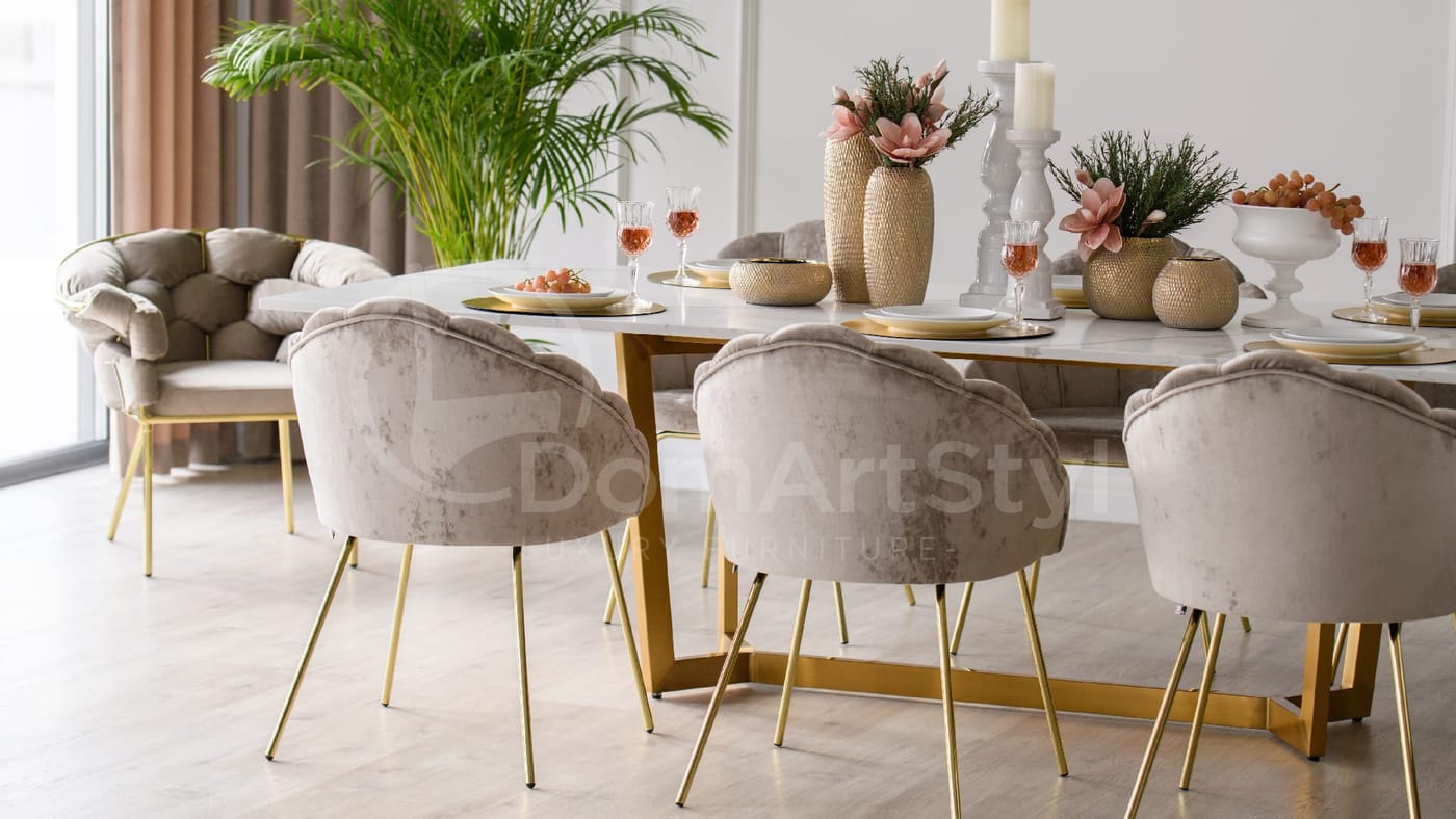Krzesła tapicerowane welurowe do jadalni Klara Ideal Gold