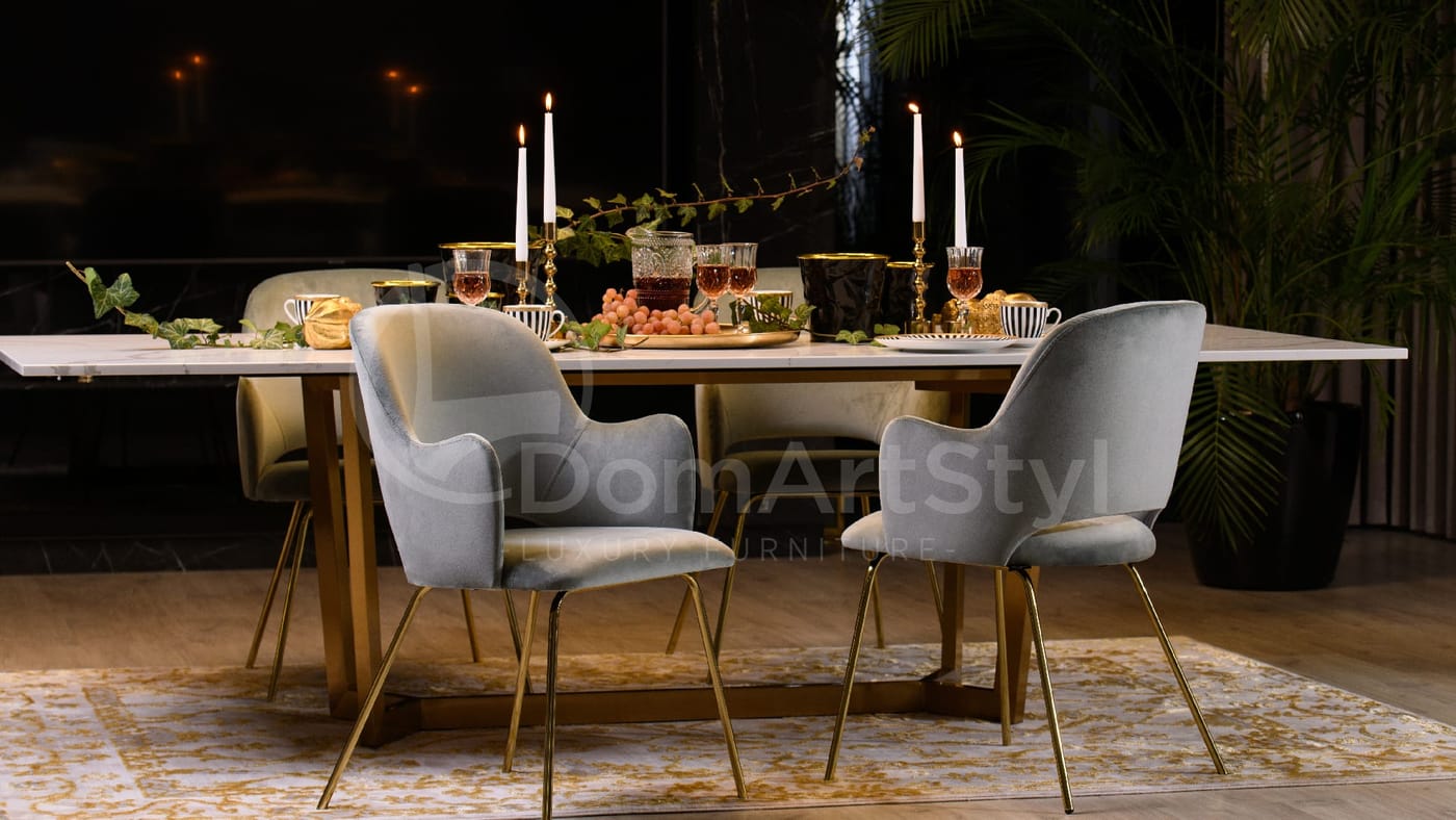Elegant velour armchairs for restaurants Barro Ideal Gold