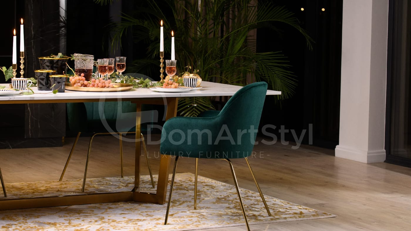 Zielony fotel tapicerowany do jadalni Ilario Ideal Gold