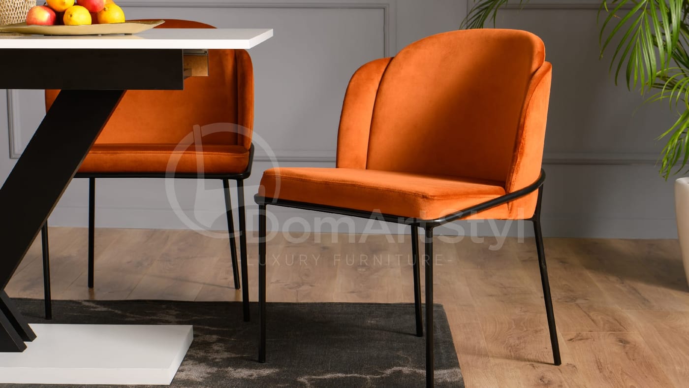 Pomarańczowe krzesło welurowe do jadalni Polly New Black