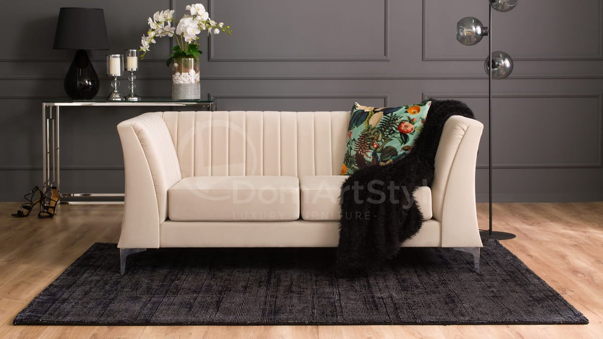 Beige modern double sofa for living room